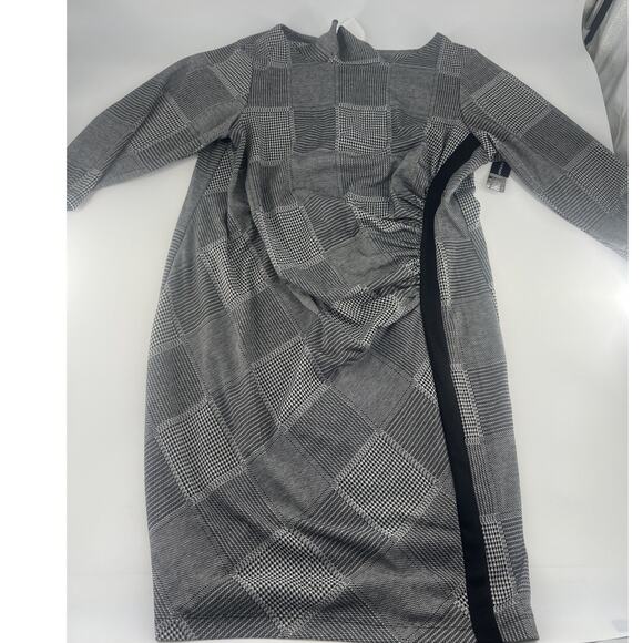 Soho Apparel Dress Plus 2X Sheath Black White Round Neck Women Career Work New - Picture 1 of 9